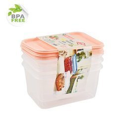 Pojemniki do żywności Flexi bez BPA komplet 3 x 1,3 l różowe pokrywki
