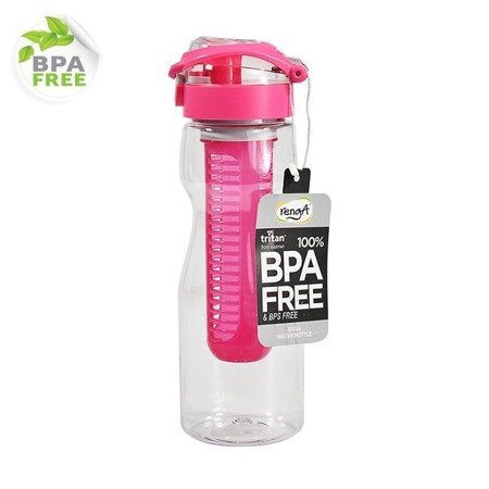 Bidon sportowy z wkładem na owoce Saga 730 ml różowy bez BPA