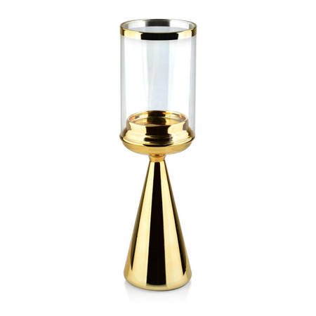 Świecznik szklany 11x38 z kloszem Gold Rita 