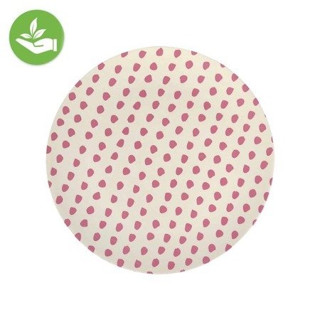 Talerz deserowy z melaminy 20 cm różowe kropki 