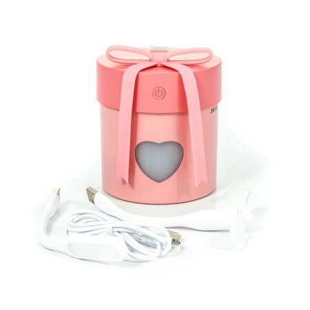 Ultradźwiękowy nawilżacz powietrza z lampką aromaterapia kolor różowy