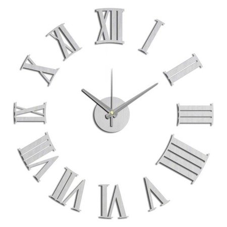 Zegar ścienny do salonu 3D srebrny